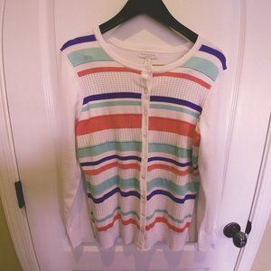 Charter Club Sweateer white with stripes SZ0 NWT